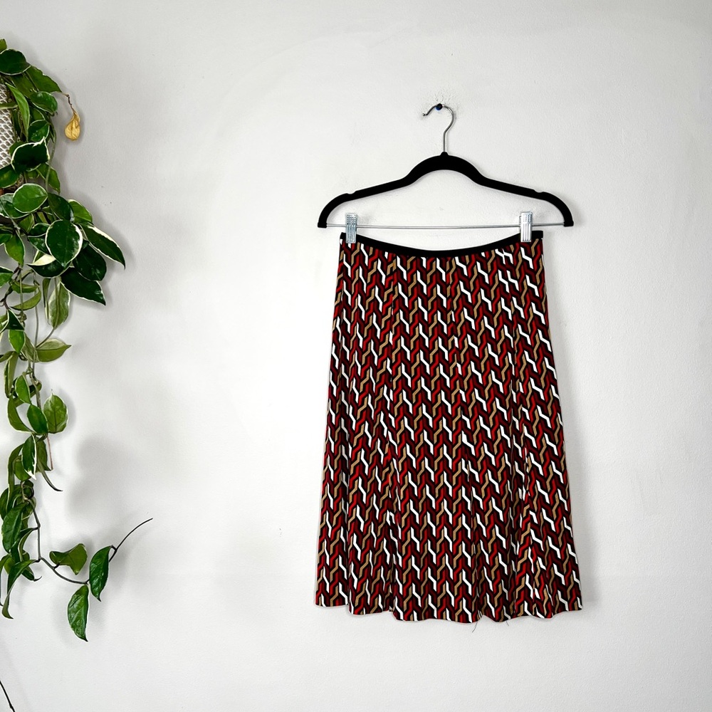 Diane Von Furstenberg Orli pull on midi silk skirt geometric pattern 2
